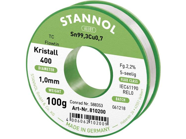 Stannol Flowtin TC Soldeertin, loodvrij Spoel Sn99.3Cu0.7 100 g 1.0 mm