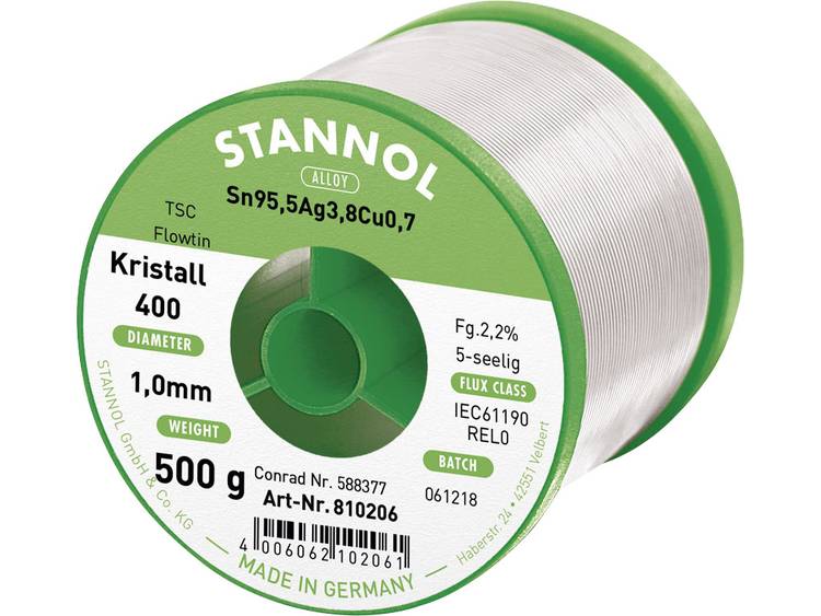 Stannol Flowtin TS Soldeertin, loodvrij Spoel Sn95Ag3.8Cu0.7 500 g 1.0 mm