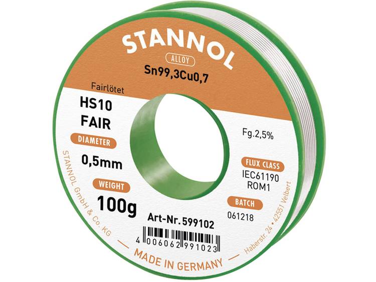 Stannol HS10-Fair Soldeertin Spoel Sn99.3Cu0.7 100 g 0.5 mm