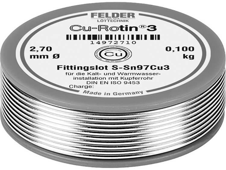 Felder LÃ¶ttechnik Cu-RotinÂ® 3 Soldeertin, loodvrij Spoel Sn97Cu3 0.100 kg 2.7 mm