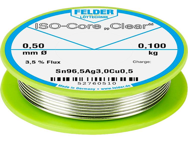 Felder LÃ¶ttechnik ISO-Core Clear SAC305 Soldeertin Spoel Sn96.5Ag3Cu0.5 0.100 kg 0.50 mm