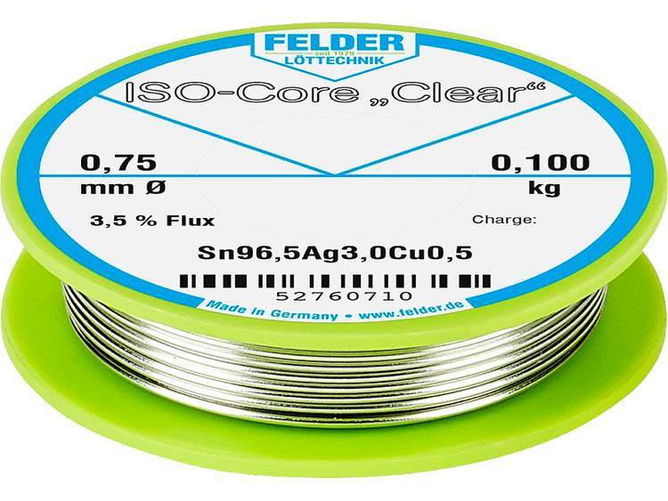 Felder LÃ¶ttechnik ISO-Core Clear SAC305 Soldeertin Spoel Sn96.5Ag3Cu0.5 0.100 kg 0.75 mm