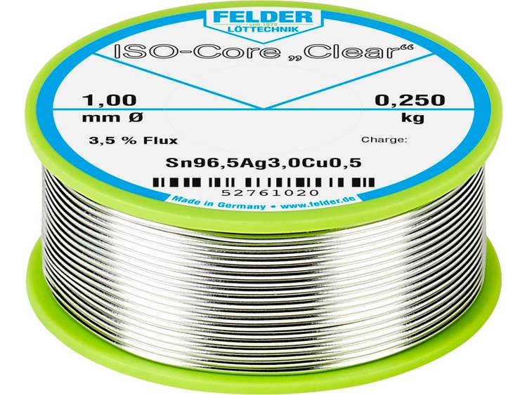 Felder LÃ¶ttechnik ISO-Core Clear SAC305 Soldeertin Spoel Sn96.5Ag3Cu0.5 0.250 kg 1 mm