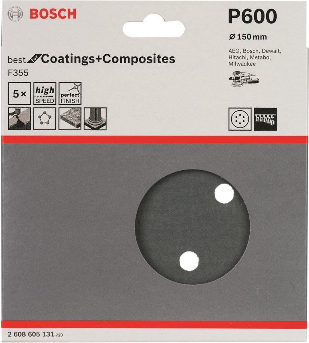 Bosch Best for Stone 2608605131 Excenterschuurpapier Met klittenband, Geperforeerd Korrelgrootte 600 (Ã) 150 mm 5 stuk(s)