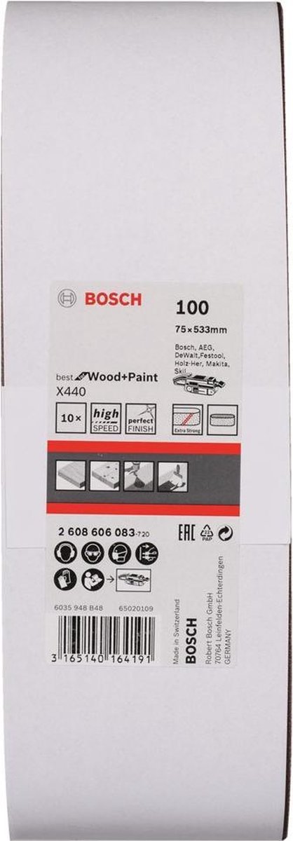 Bosch 2608606083 Schuurband Korrelgrootte 100 (l x b) 533 mm x 75 mm 10 stuk(s)