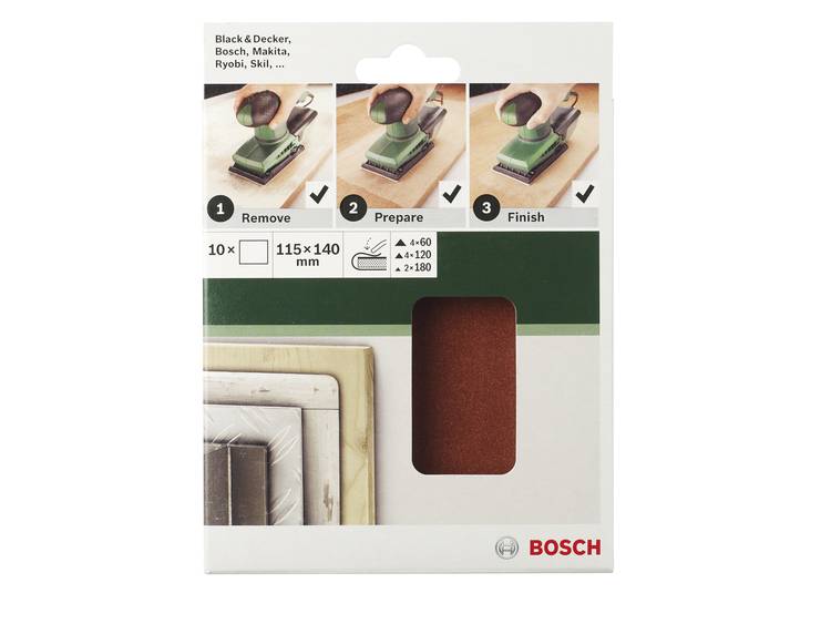 Bosch 2609256B16 Oscillerend schuurpapier Ongeperforeerd Korrelgrootte 120 (l x b) 140 mm x 115 mm 10 stuk(s)