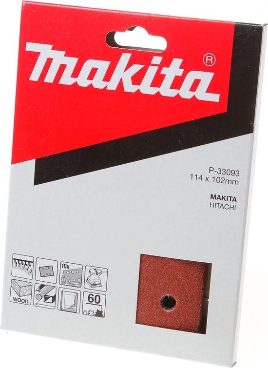 Makita P-33093 Oscillerend schuurpapier Met klittenband Korrelgrootte 60 (l x b) 102 mm x 115 mm 10 stuk(s) - Rood