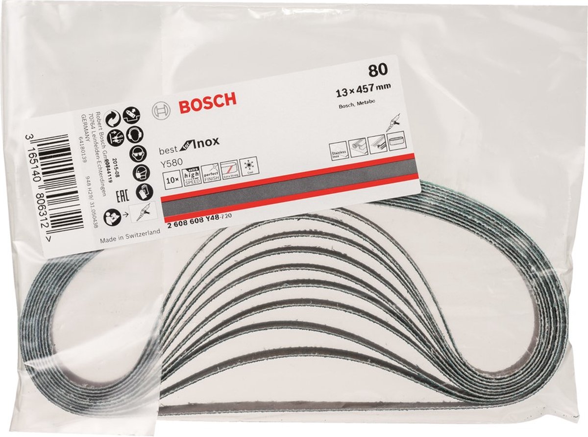 Bosch Best for Inox 2608608Y48 Schuurband Korrelgrootte 80 (l x b) 457 mm x 13 mm 10 stuk(s)