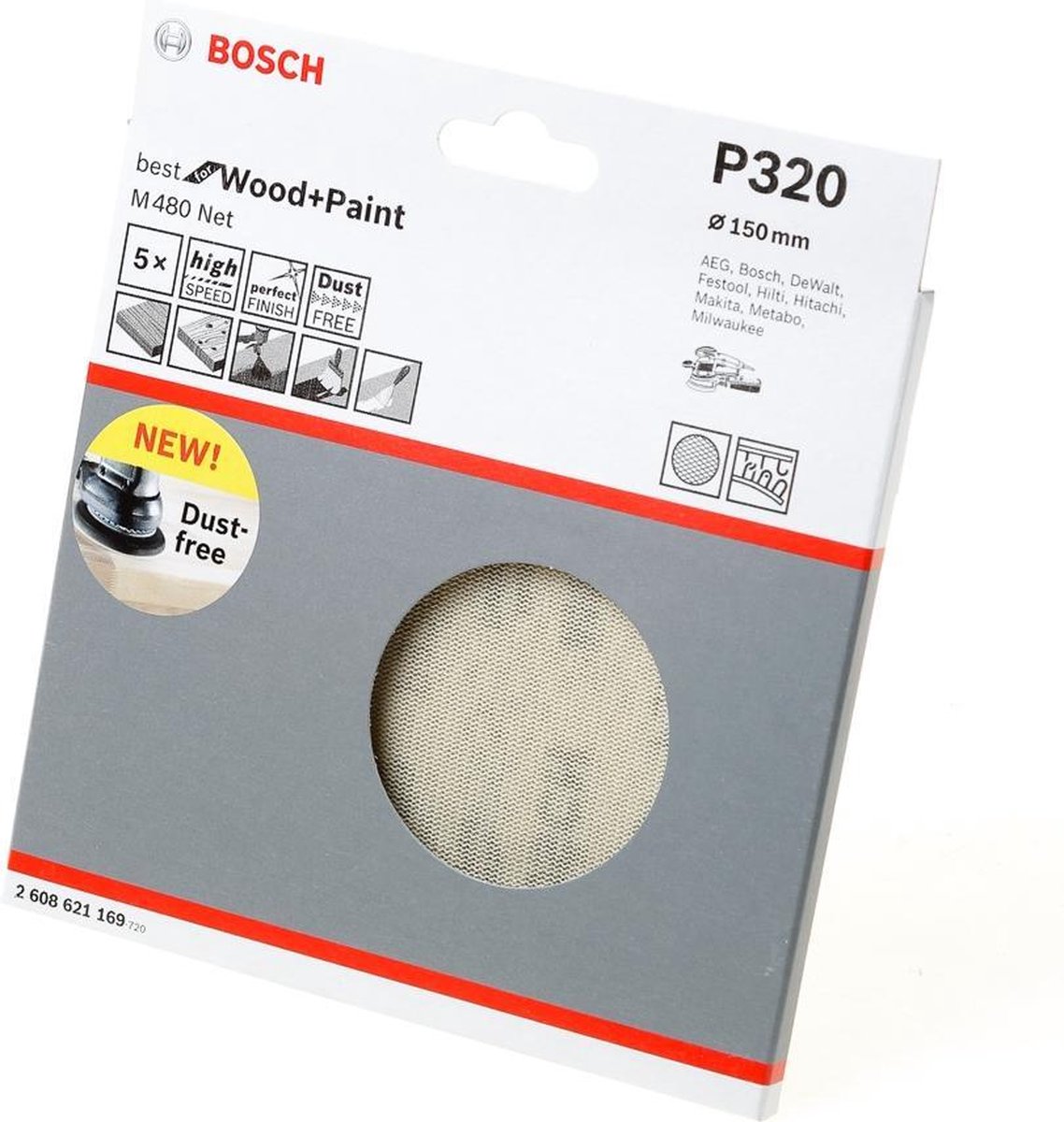 Bosch 2608621169 2608621169 Excenterschuurpapier Korrelgrootte 320 (Ã) 150 mm 5 stuk(s)