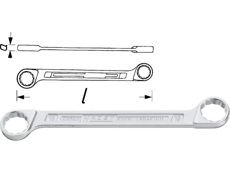 Hazet 610N-21X22 Dubbele ringsleutel 21 - 22 mm DIN 837-B, DIN ISO 10103