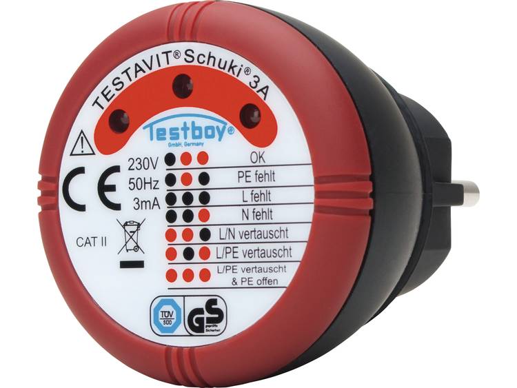 Testboy SchukiÂ® 3A Stopcontacttester CAT II 300 V LED