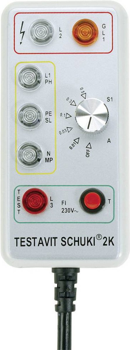 Testboy Testavit Schuki 2K Stopcontacttester CAT III 300 V LED