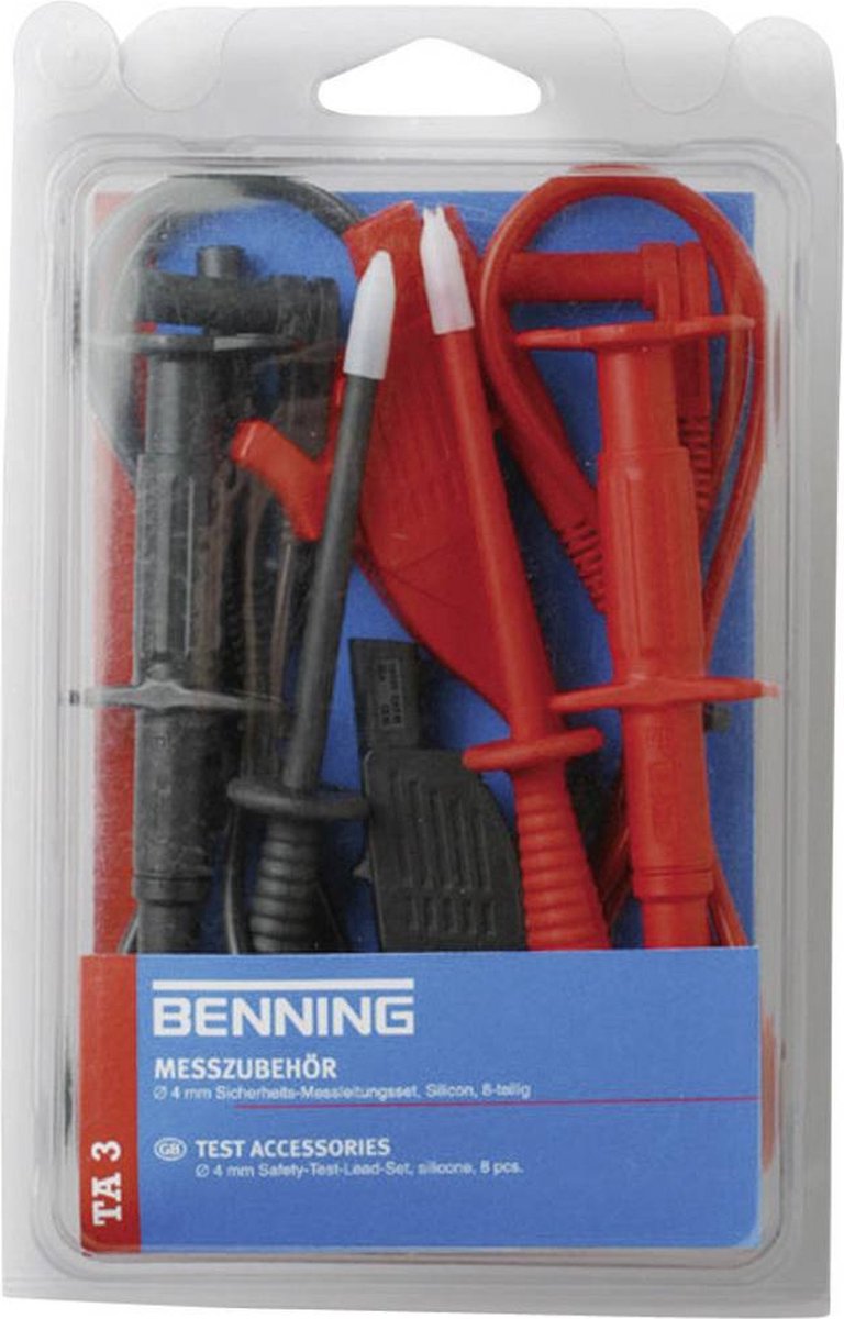 Benning TA 3 Veiligheidsmeetsnoerenset [Banaanstekker 4 mm - Banaanstekker 4 mm] 1.00 m Rood, - Zwart