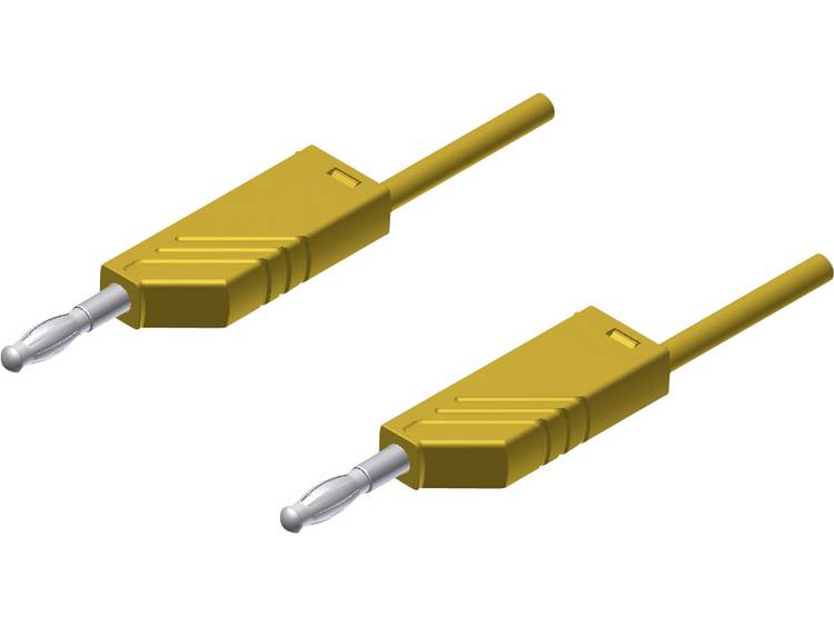 SKS Hirschmann MLN 25/2,5 GE Meetsnoer [Banaanstekker 4 mm - Banaanstekker 4 mm] 25.00 cm - Geel