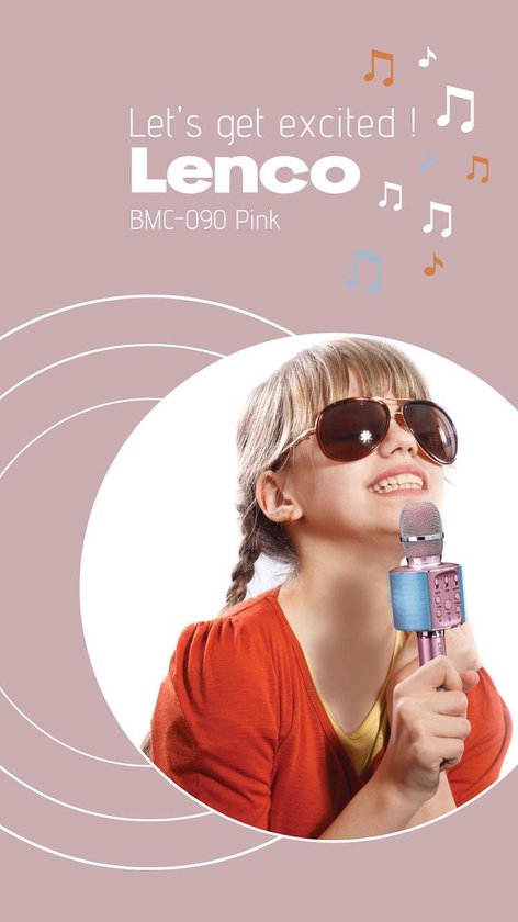 Lenco BMC-090PI Bluetooth luidspreker AUX, Incl. houder - Roze