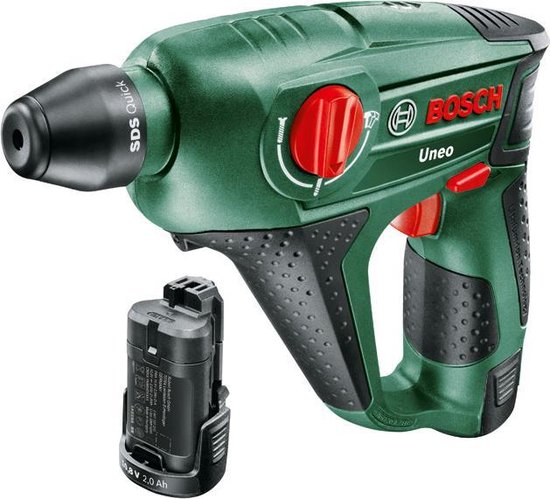 Bosch Accuboorhamer Uneo SDS-Quick 12 V 2.5 Ah Li-ion Incl. 2 accus, Incl. accessoires, Incl. koffer