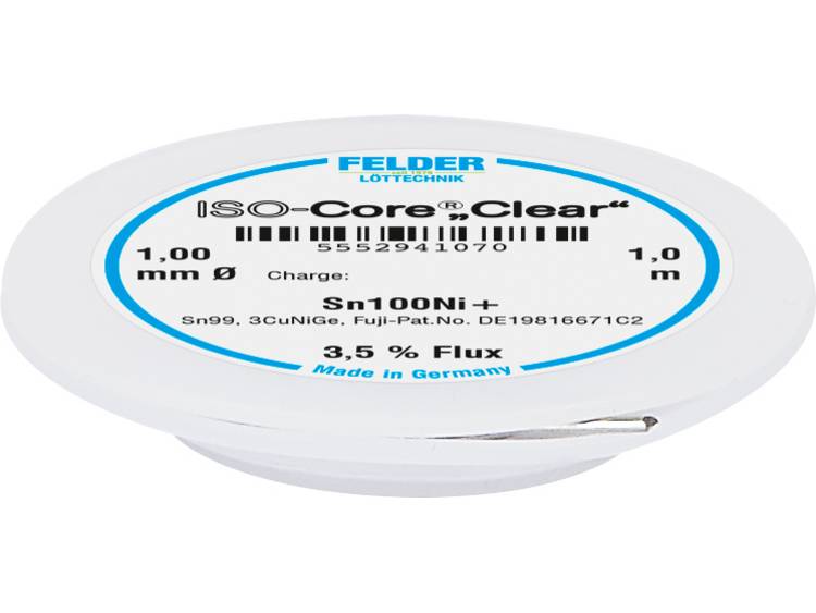 Felder LÃ¶ttechnik ISO-Core Clear Sn100Ni+ Soldeertin Spoel Sn99.25Cu0.7Ni0.05 1 mm