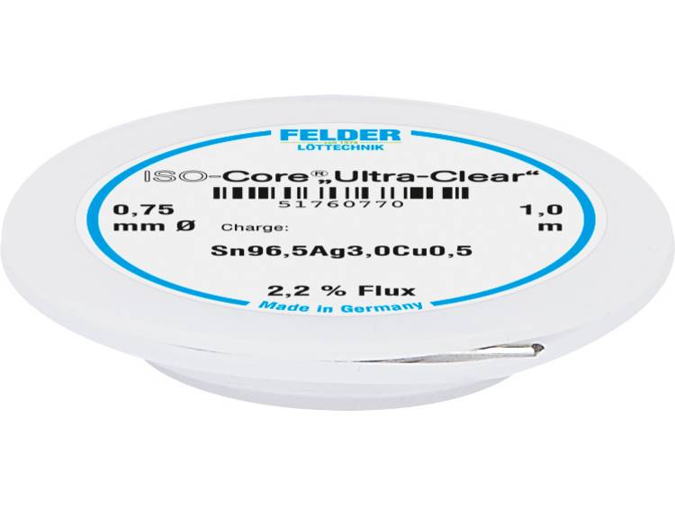 Felder LÃ¶ttechnik ISO-Core Ultra Clear SAC305 Soldeertin Spoel Sn96.5Ag3Cu0.5 0.75 mm