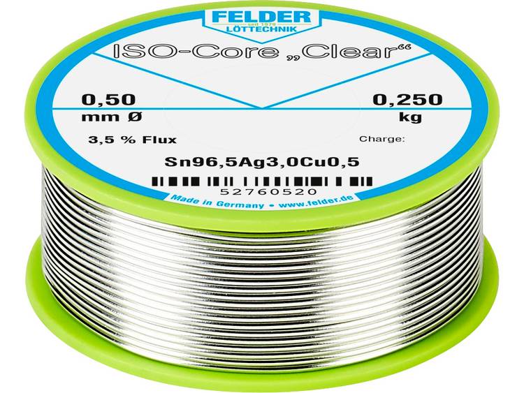 Felder LÃ¶ttechnik ISO-Core Clear SAC305 Soldeertin Spoel Sn96.5Ag3Cu0.5 0.250 kg 0.50 mm