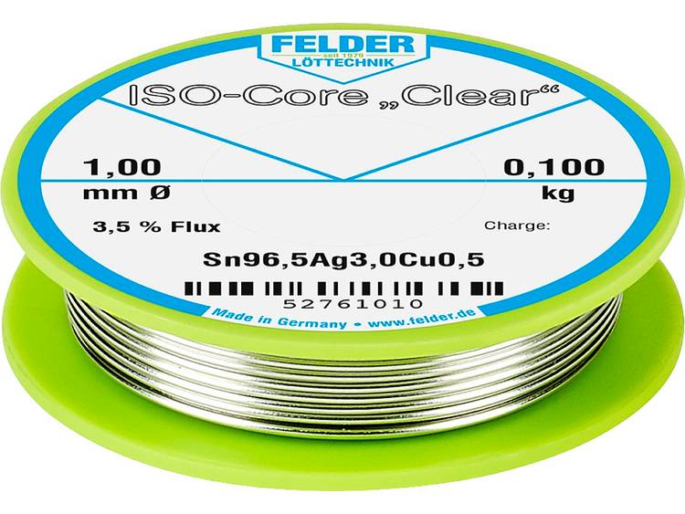 Felder LÃ¶ttechnik ISO-Core Clear SAC305 Soldeertin Spoel Sn96.5Ag3Cu0.5 0.100 kg 1 mm