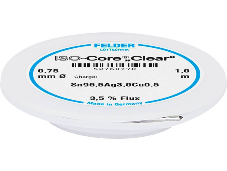 Felder LÃ¶ttechnik ISO-Core Clear SAC305 Soldeertin Spoel Sn96.5Ag3Cu0.5 0.75 mm