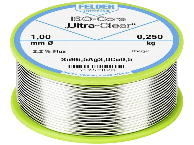 Felder LÃ¶ttechnik ISO-Core Ultra Clear SAC305 Soldeertin Spoel Sn96.5Ag3Cu0.5 0.250 kg 1 mm