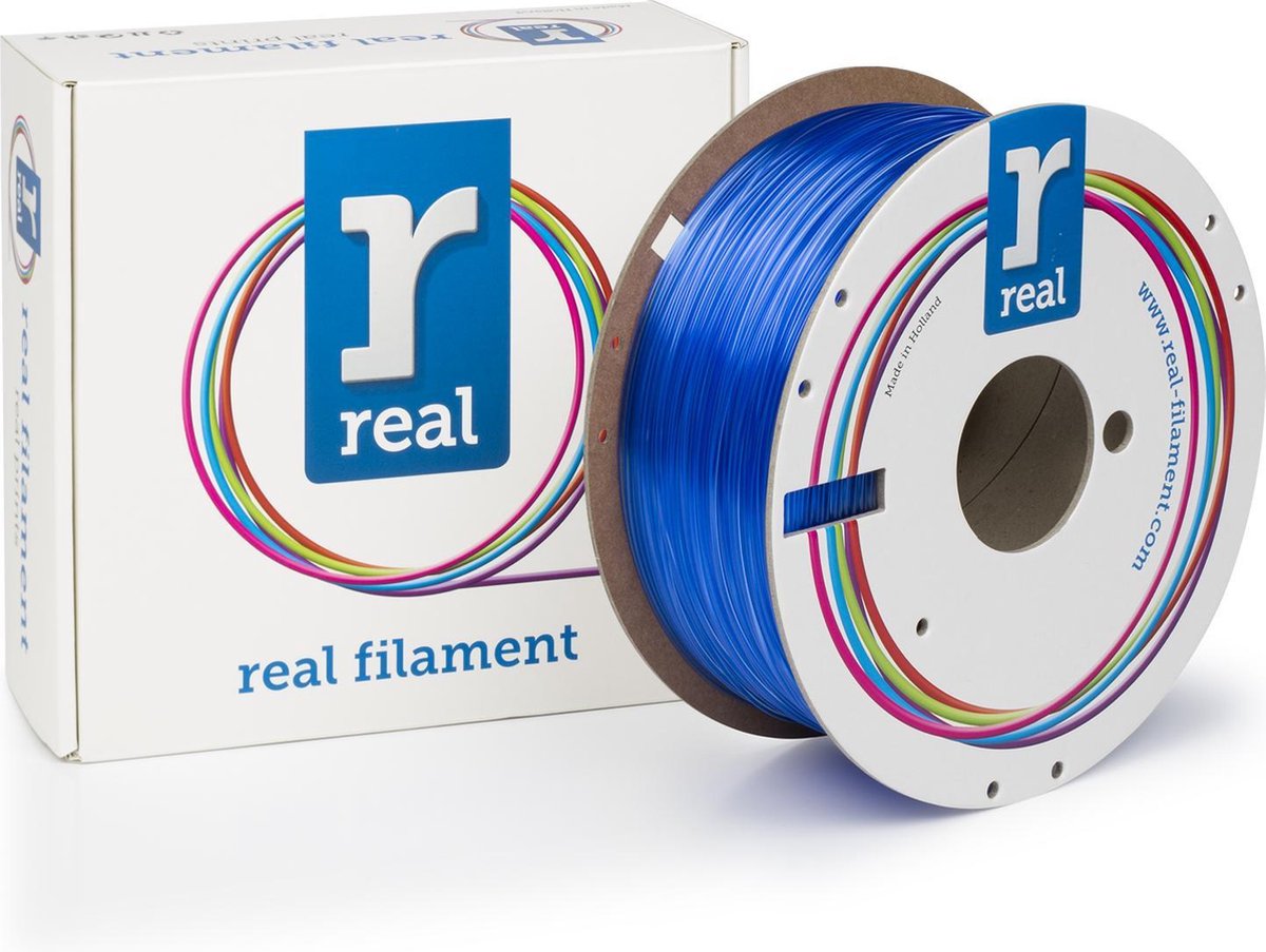 3D filamenten REAL Filament PETG transparant blauw 1.75mm (1kg)