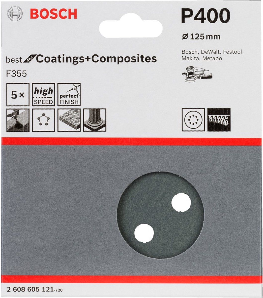 Bosch Best for Stone 2608605121 Excenterschuurpapier Met klittenband, Geperforeerd Korrelgrootte 400 (Ã) 125 mm 5 stuk(s)