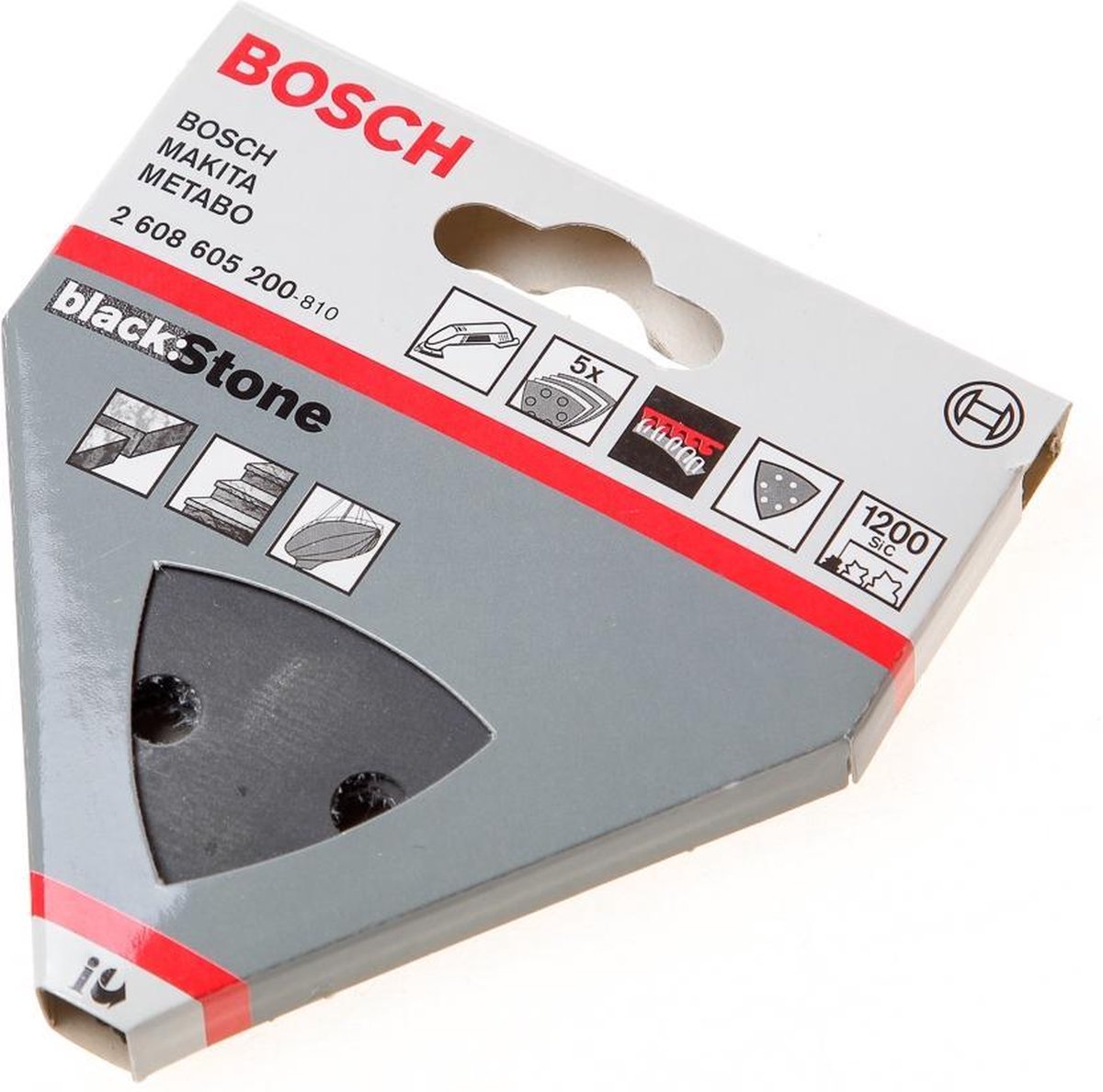 Bosch Best for Stone 2608605200 Delta schuurpapier Met klittenband, Geperforeerd Korrelgrootte 1200 Hoekmaat 93 mm 5 stuk(s)