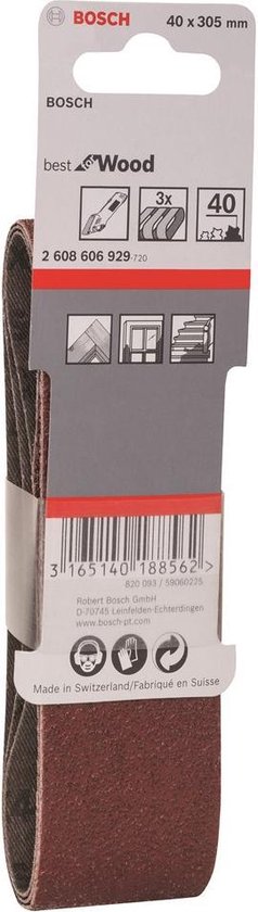 Bosch 2608606929 Schuurband Korrelgrootte 40 (l x b) 305 mm x 40 mm 3 stuk(s)