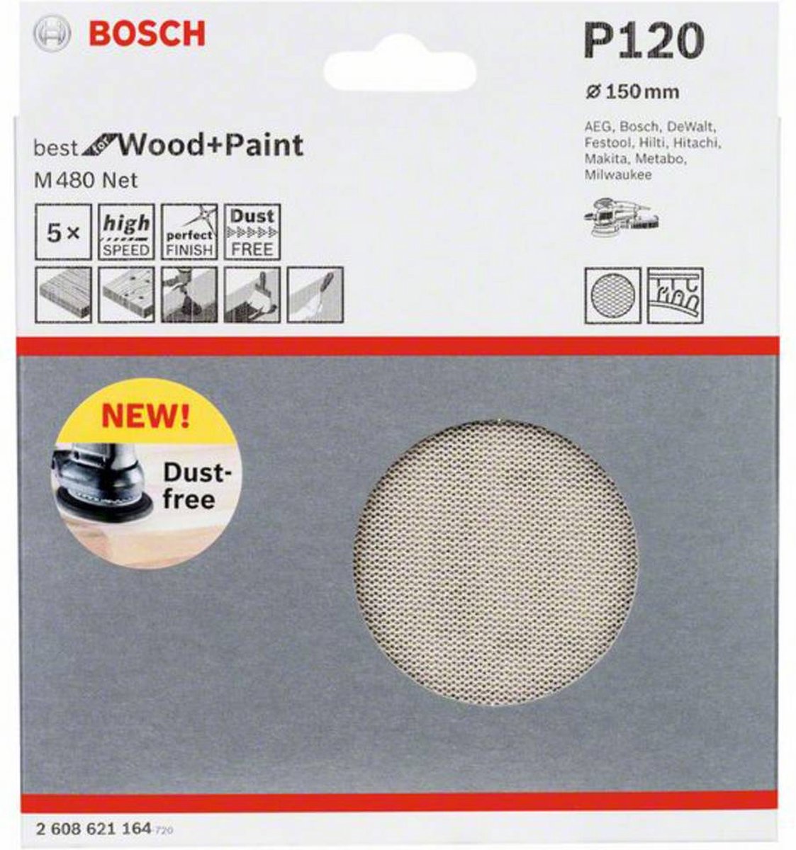 Bosch 2608621164 2608621164 Excenterschuurpapier Korrelgrootte 120 (Ã) 150 mm 5 stuk(s)