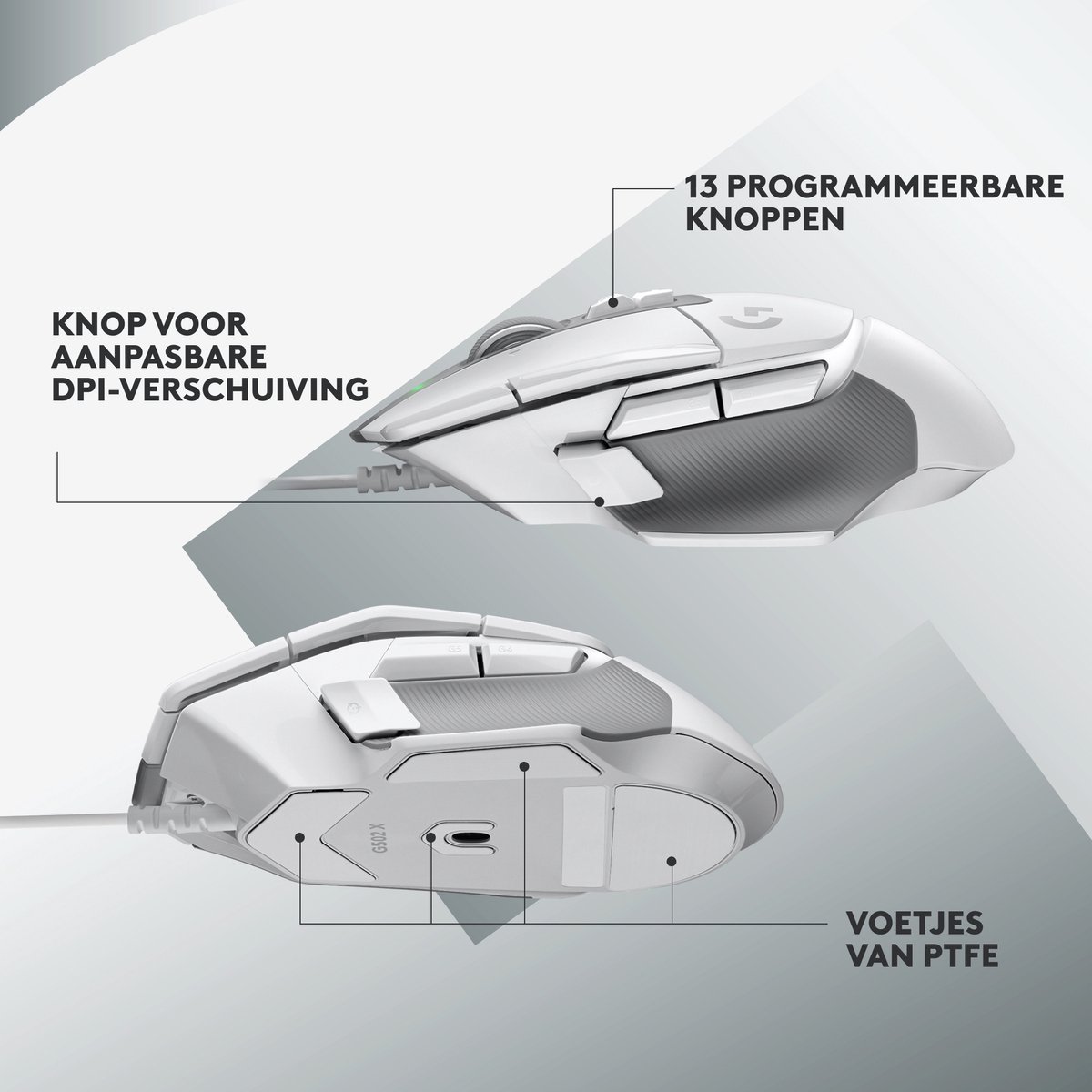 Logitech G G502 X Bedraad Wit