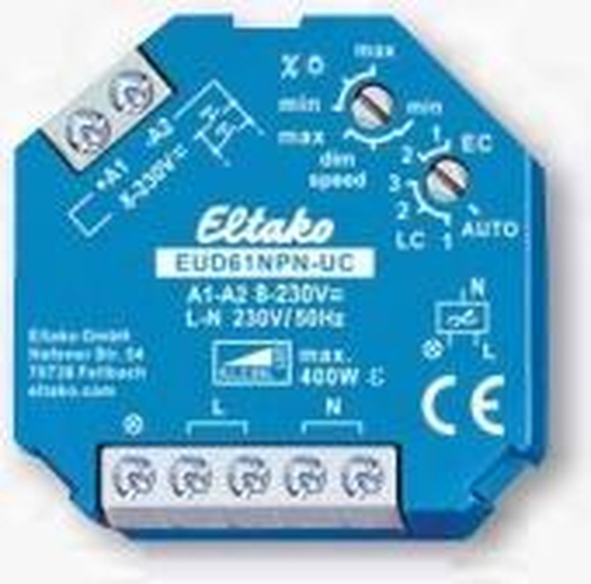 Eltako EUD61NPN-UC Dimmer (opbouw),Dimmer (inbouw) Geschikt voor lampen: Gloeilamp, Spaarlamp, Halogeenlamp, TL-buis - Blauw