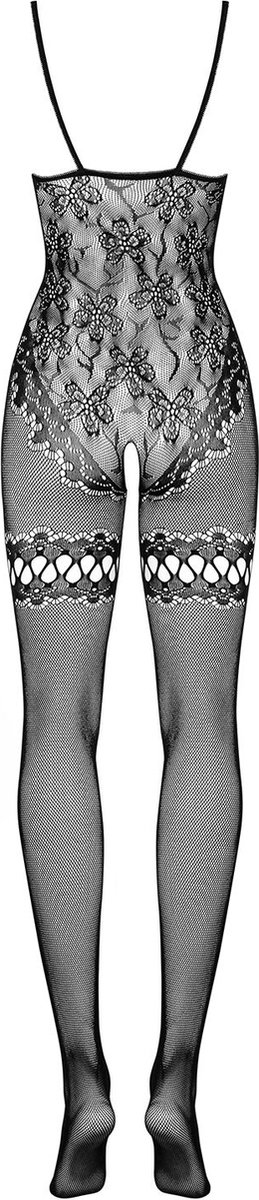 Obsessive Gebloemde Catsuit Met Open Kruis - Zwart