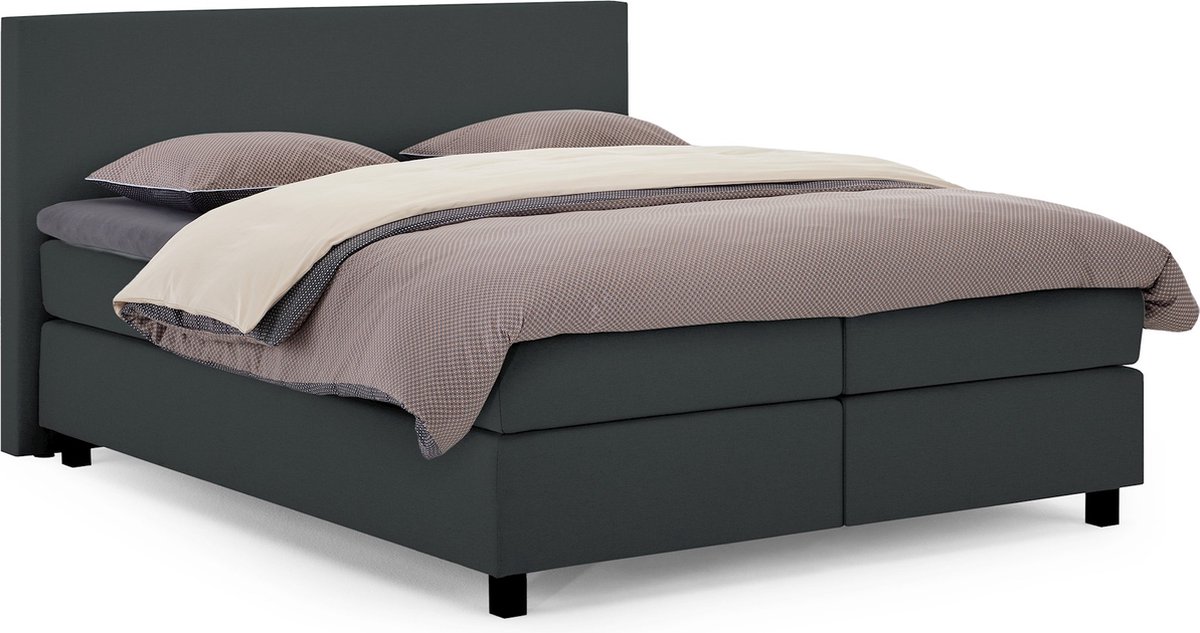 Karlsson Boxspring Autentik Tunn Vlak Met Gestoffeerd Matras - 160 x 210 cm - anthracite