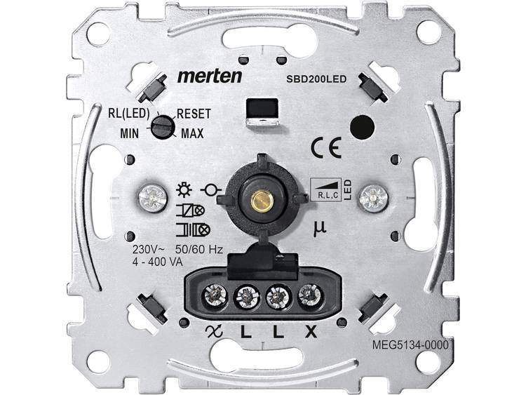 Merten MEG5134-0000 Dimmer (inbouw) Geschikt voor lampen: Gloeilamp, Halogeenlamp, LED-lamp Aluminium