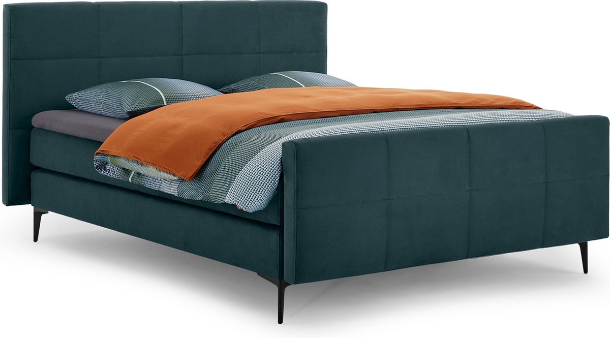 Karlsson Boxspring Attraktiv Trendik Vlak Met Gestoffeerd Matras - 180 x 200 cm - challenger teal