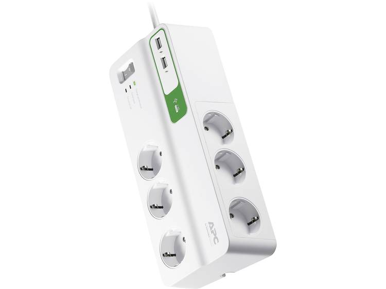 Schneider Electric PM6U-GR Overspanningsveilige stekkerdoos 6-voudig Randaarde stekker 1 stuk(s) - Blanco