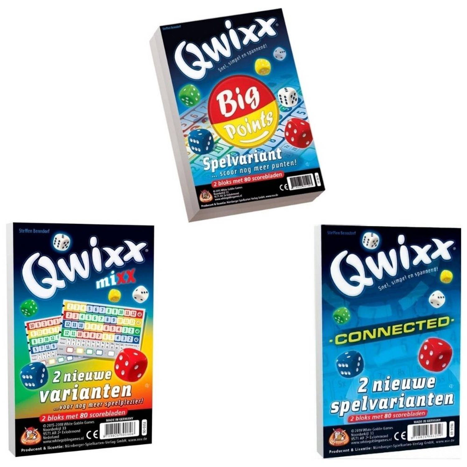 White Goblin Games Spellenbundel - 3 Stuks - Dobbelspel - Qwixx Big Points & Qwixx Mixx & Qwixx Connected