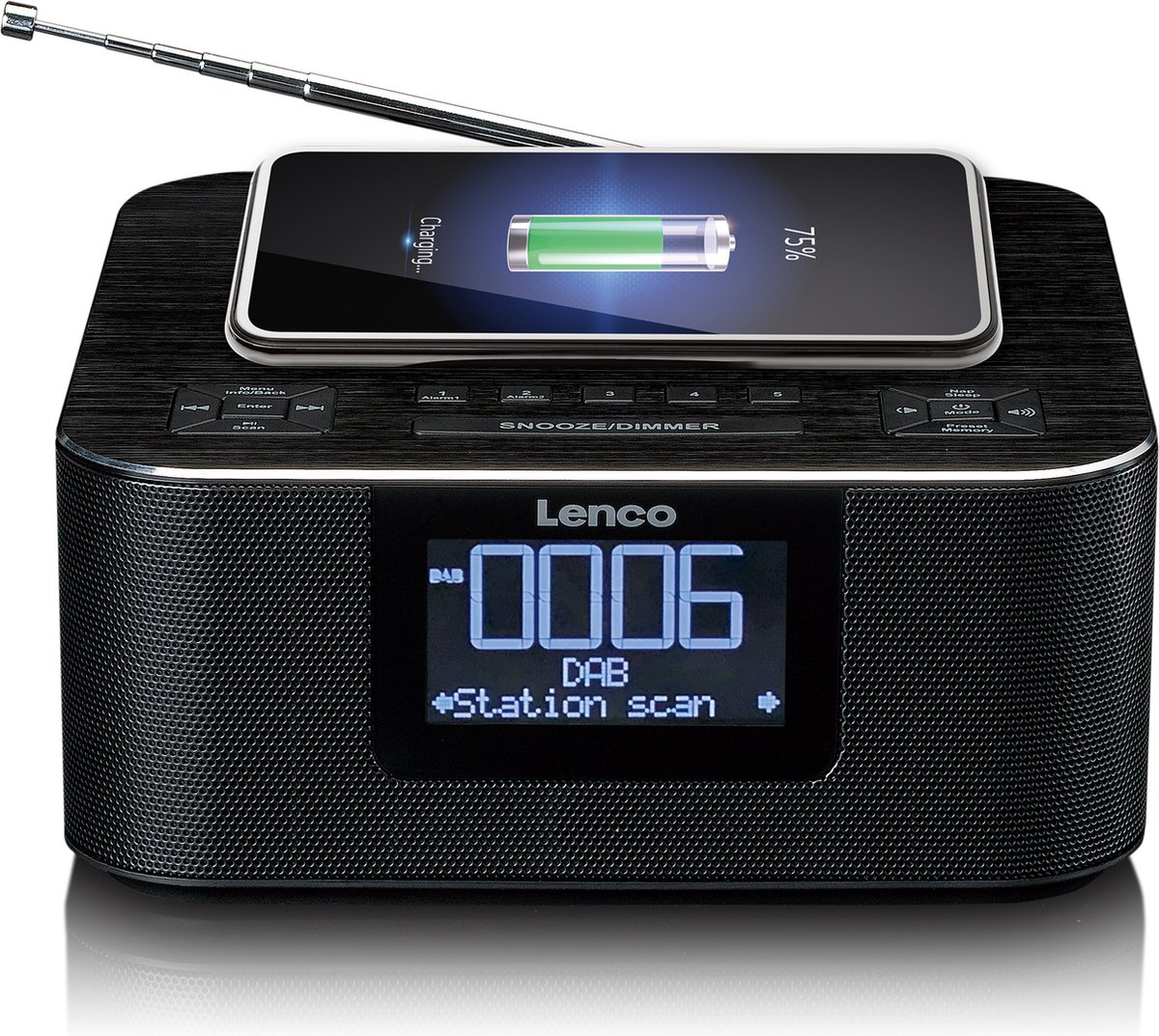 Lenco Dab+/ Fm-wekkerradio Met Bluetooth® En Draadloos Opladen Cr-650bk - Zwart