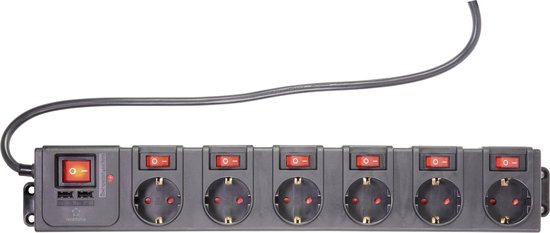 renkforce RF-3313344 Overspanningsveilige stekkerdoos Randaarde stekker 1 stuk(s) - Zwart