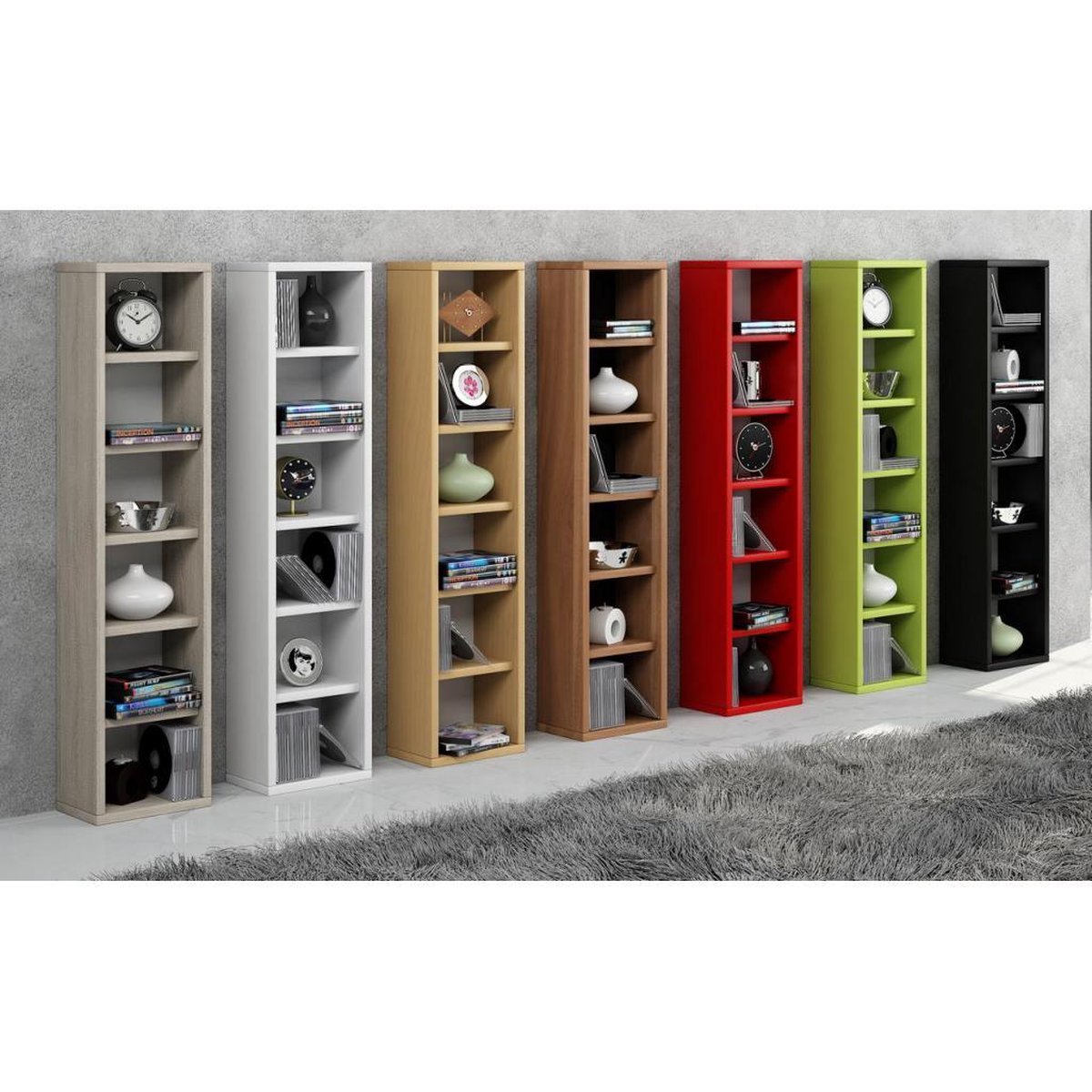 Elementa Wandkast 6 Vakken. - Zwart