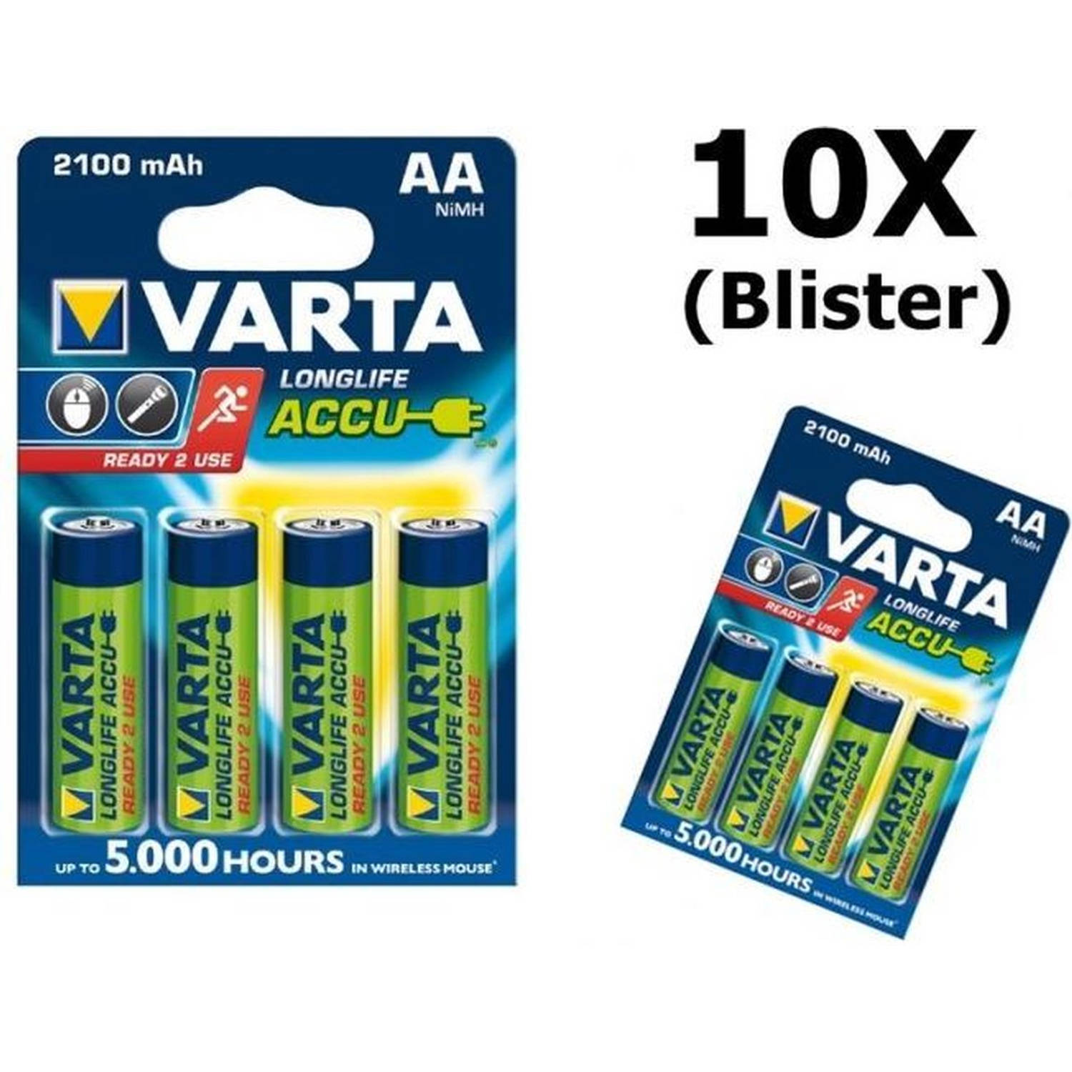 Varta 40 Stuks (10 Blisters A 4stk) - Oplaadbare Battery Aa 2100mah 56706