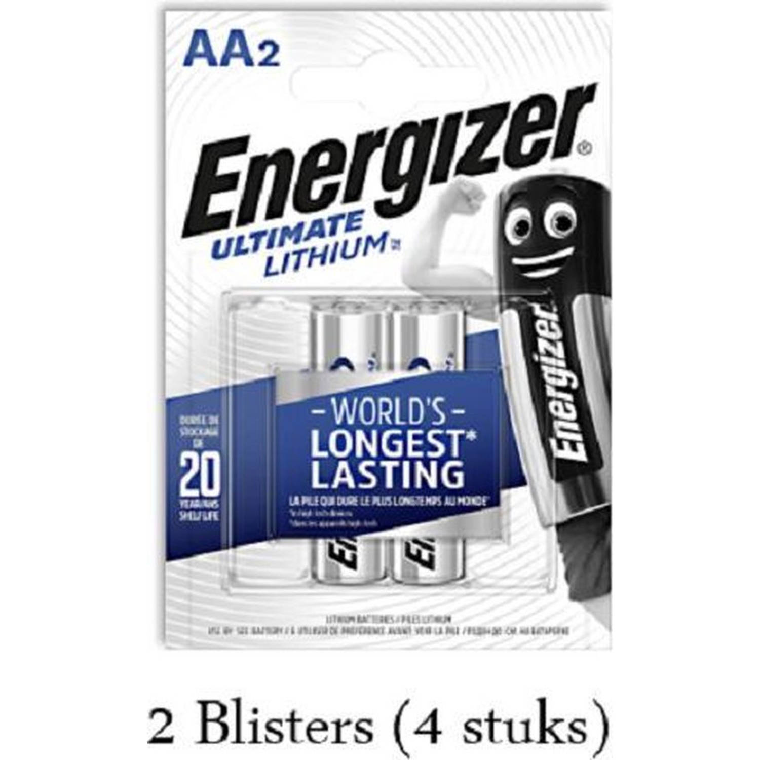 Energizer 4 Stuks (2 Blisters A 2 Stuks) Lithium Aa/l91 1.5v