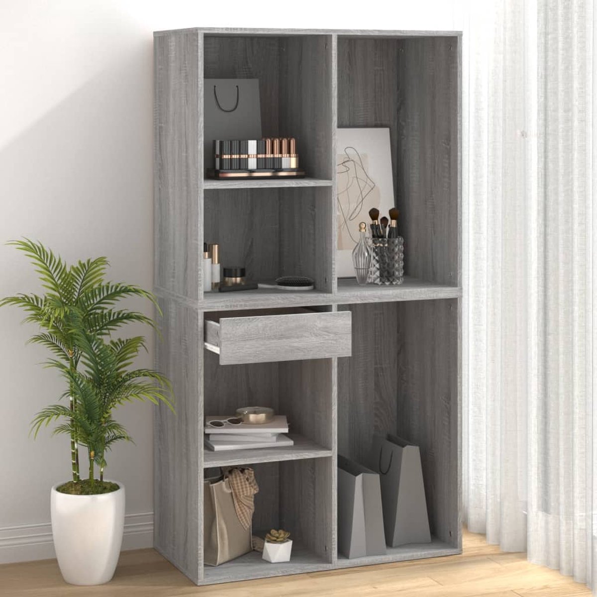 Vidaxl Cosmeticakast 80x40x75 Cm Bewerkt Hout Sonoma Eikenkleur - Grijs