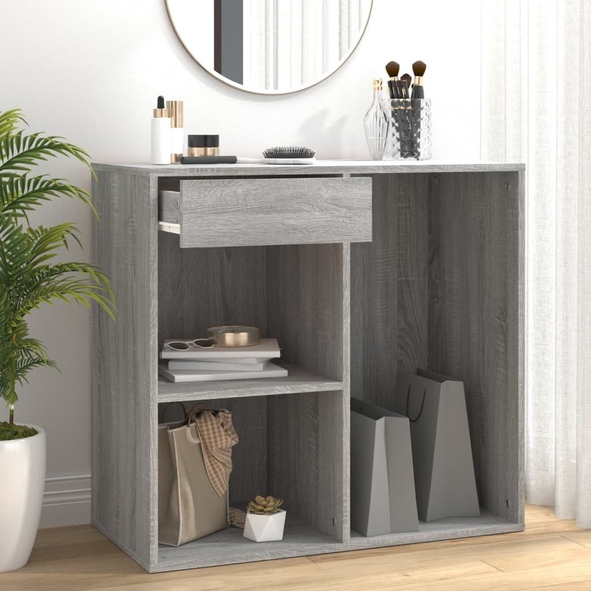 Vidaxl Cosmeticakast 80x40x75 Cm Bewerkt Hout Sonoma Eikenkleur - Grijs