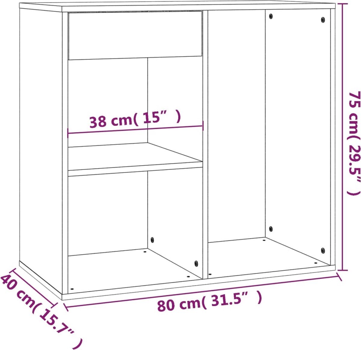 Vidaxl Cosmeticakast 80x40x75 Cm Bewerkt Hout Sonoma Eikenkleur - Grijs