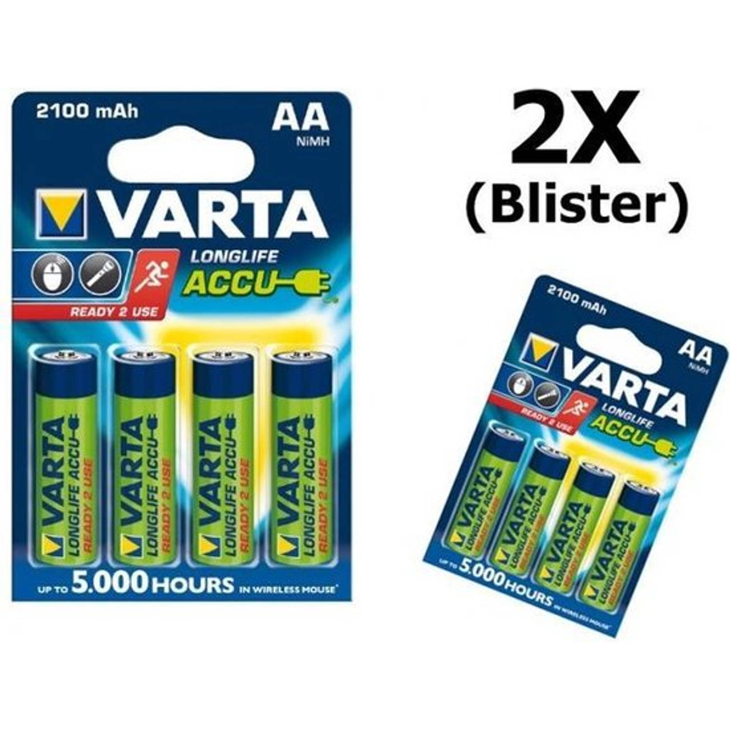 Varta 8 Stuks (2 Blisters A 4stk) - Oplaadbare Battery Aa 2100mah 56706