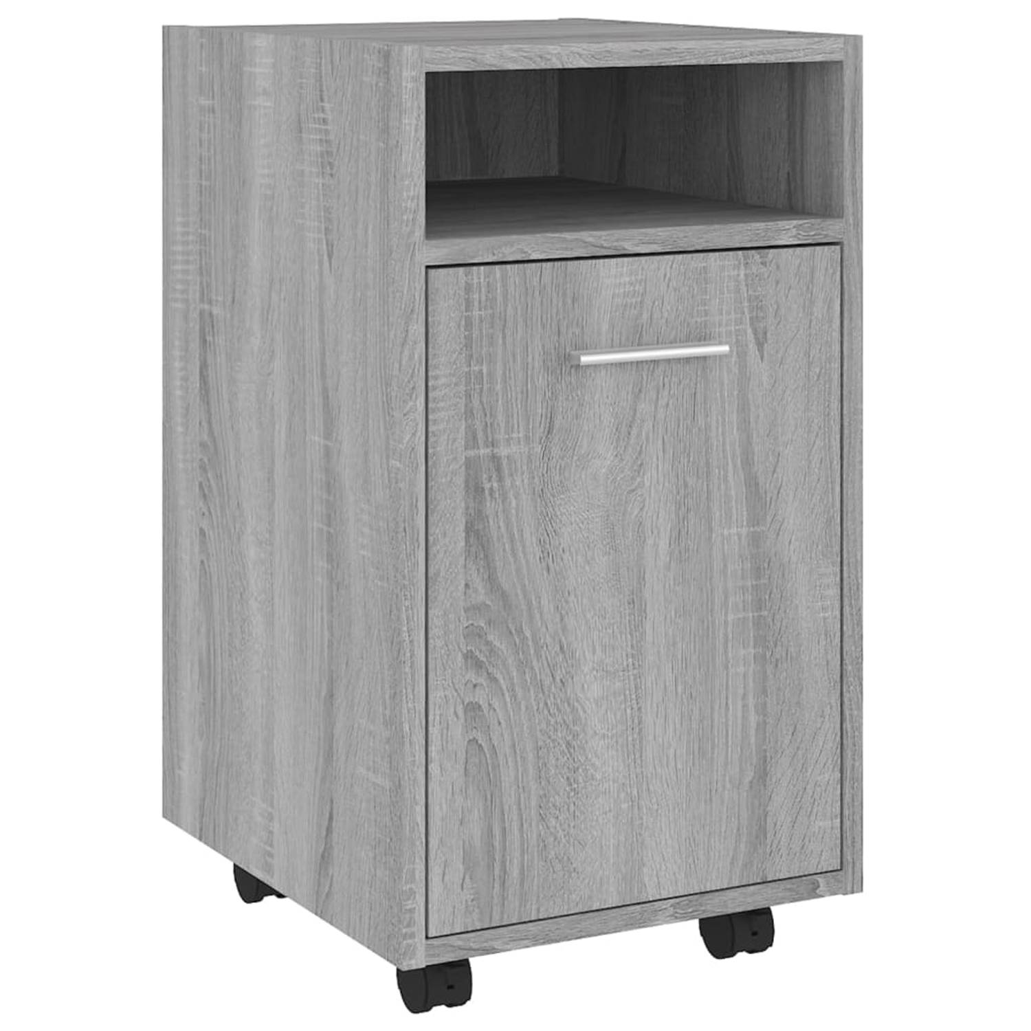 Vidaxl Bijzetkast Met Wielen 33x38x60 Cm Bewerkt Hout Sonoma - Gris