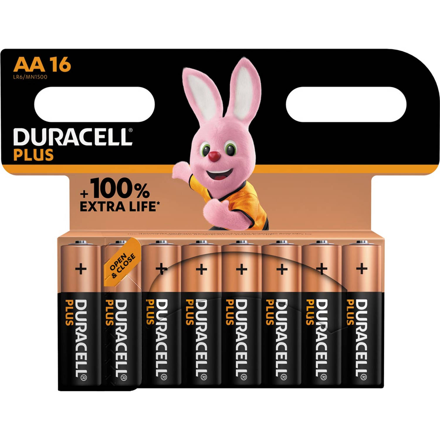 Duracell Batterij Plus 100% Aa, Blister Van 16 Stuks 10 Stuks